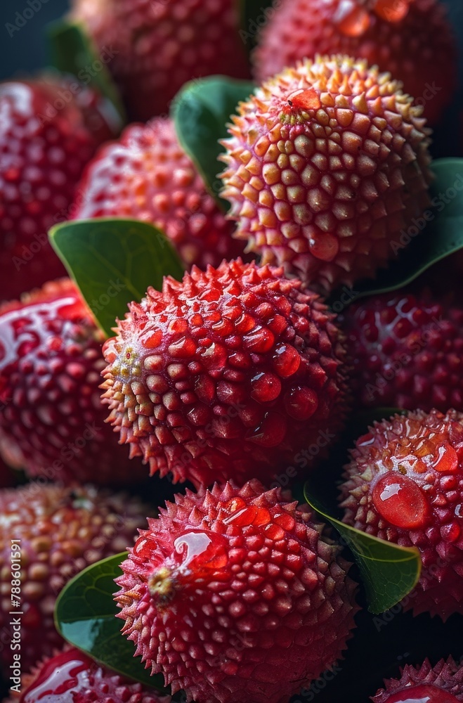 A closeup of several lychees. The fruit has red skin that is smooth or slightly bumpy, with white core, oval to circular shapes, and soft lighting with clear details. A closeup of several lychees. The fruit has red skin that is smooth or slightly bumpy, with white core, oval to circular shapes, and soft lighting with clear details.