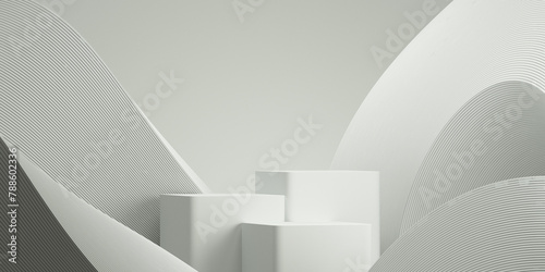 3d abstract product background. 3d podium white background for cosmetic and product presentation. 3d rendering illustration.