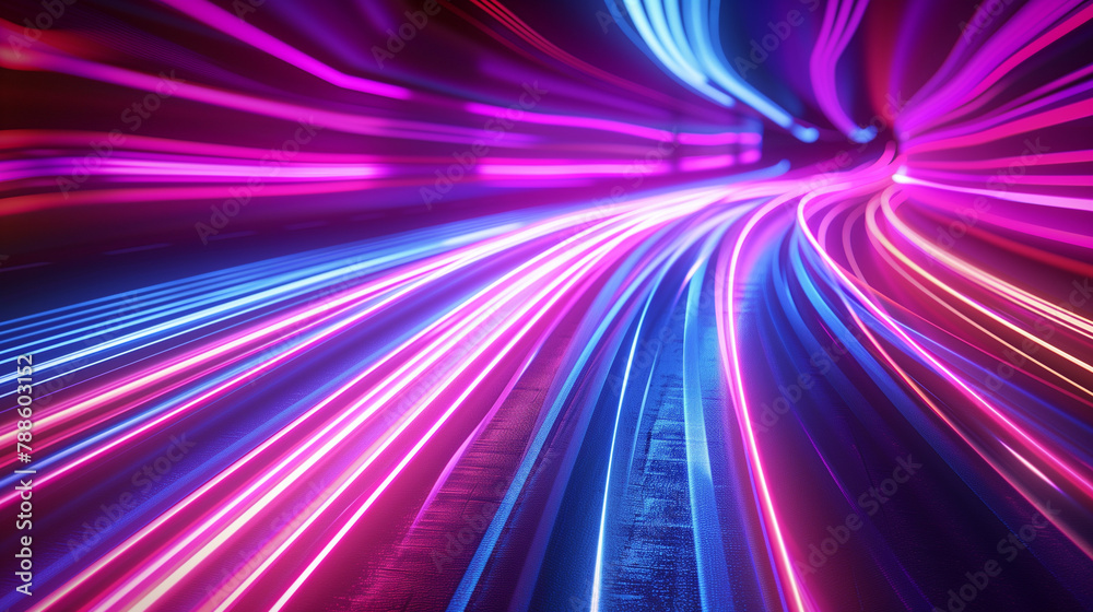 Waves High speed light trails in motion, glow lines, Colorful light trails with motion effect. Car high speed light lines, dynamic and high speed abstract background of city highway, Ai Waves High speed light trails in motion, glow lines, Colorful light trails with motion effect. Car high speed light lines, dynamic and high speed abstract background of city highway, Ai