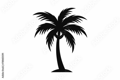 Black Silhouette Palm Tree with Simple Logo Design.