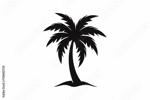 Black Silhouette Palm Tree with Simple Logo Design.