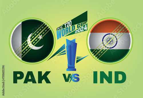 Pakistan vs India Cricket Match concept with flag and cricket ball. Creative illustration of participant countries flags with gradient background. Pakistan vs India Cricket Match Social Media Post.