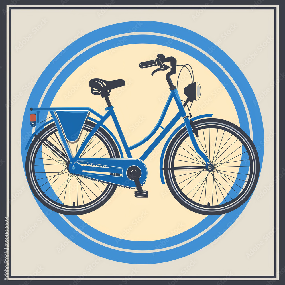 Fototapeta premium Retro Ride: Classic Bicycle in Blue