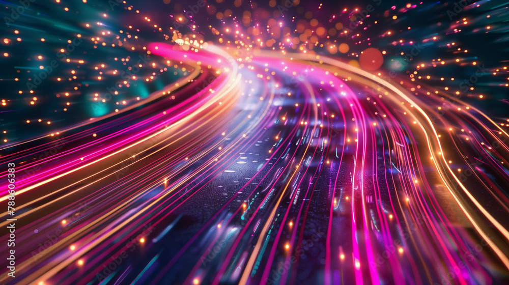 trails on the street, abstract blue wave, trails in the tunnel, trails on the highway, abstract background with lines, High speed light trails in motion, glow lines, internet data transfer concept, Ai trails on the street, abstract blue wave, trails in the tunnel, trails on the highway, abstract background with lines, High speed light trails in motion, glow lines, internet data transfer concept, Ai