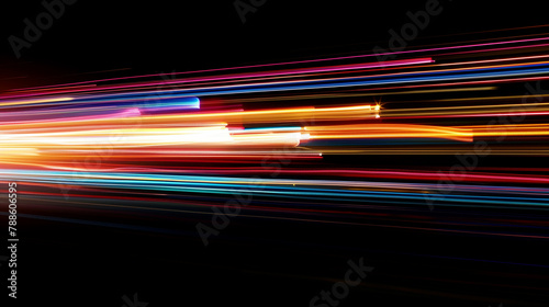 trails on the street, abstract blue wave, trails in the tunnel, trails on the highway, abstract background with lines, High speed light trails in motion, glow lines, internet data transfer concept, Ai
