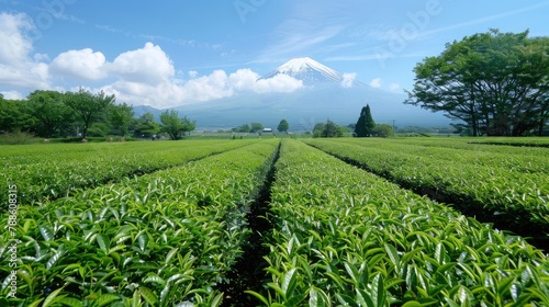 serene landscape of lush green tea fields
