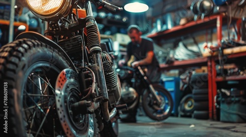 Vintage Motorcycle repair and decoration service garage