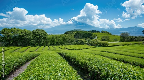 lush tea plantation cultivating authentic Chinese tea, capturing the essence of Asian agriculture