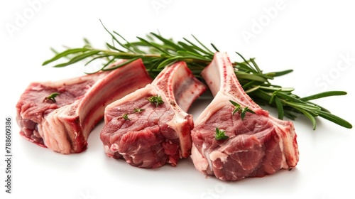 Fresh and Raw Lamb Cutlets with Bone and Fat on White Background - A High-resolution Stock Image of Delicious Lamb Cutlets for Meat Lovers