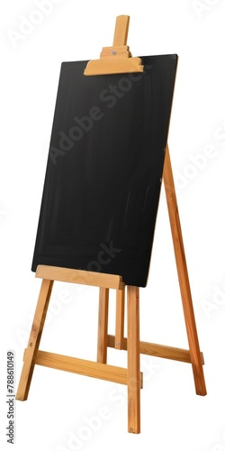Isolated Easel Stand for Advertising. Blank Flip Chart or Artist Easel for Banner Presentation in Black Background for Business Use