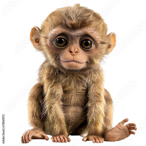 Adorable Teddy Monkey isolated on a transparent background 
 photo