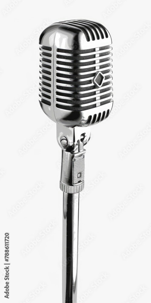 Fototapeta premium Vintage Chrome Microphone Cut Out for Broadcasting and Concerts