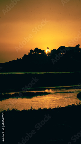 Sunset sur la mer en Grèce