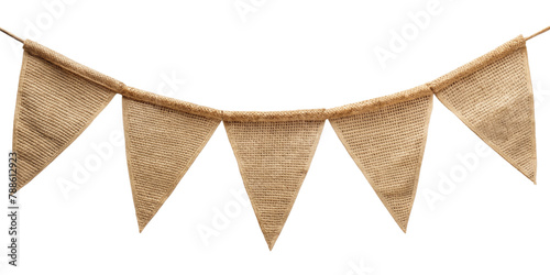 burlap bunting flag isolated on transparent background, element remove background, element for design