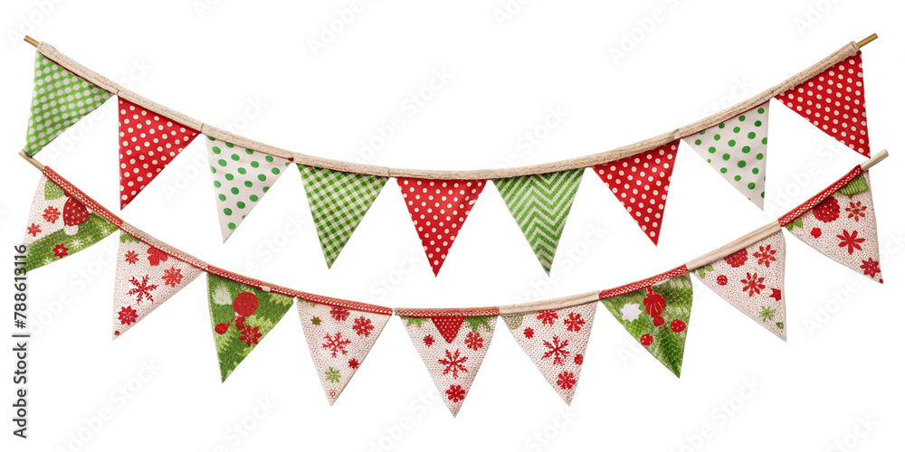 Fototapeta premium christmas bunting flag isolated on transparent background, element remove background, element for design