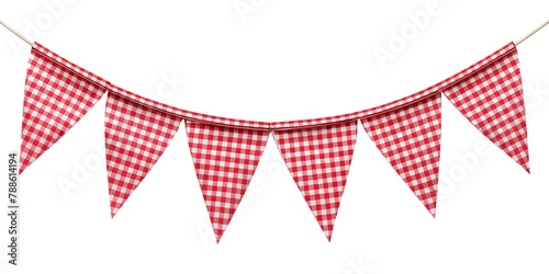 gingham bunting flag isolated on transparent background, element remove background, element for design