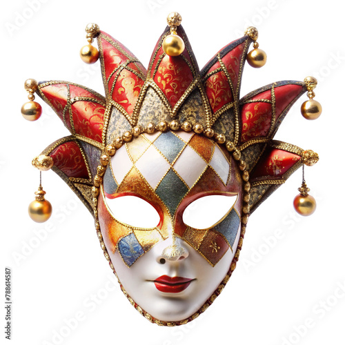 harlequin mask isolated on transparent background, element remove background, element for design