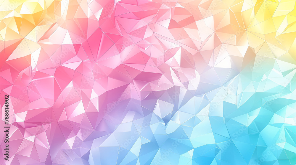Fototapeta premium A background of multicolored low poly triangles. Abstract geometric pattern with copy space for text.