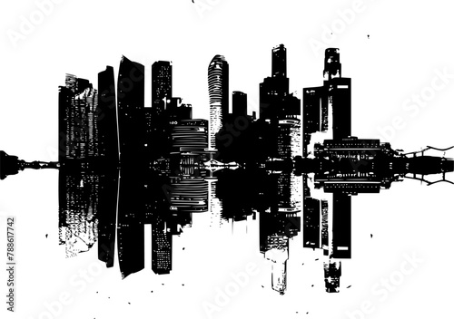 Minimal Black and White Singapore Cityscape Poster  Sleek and Modern