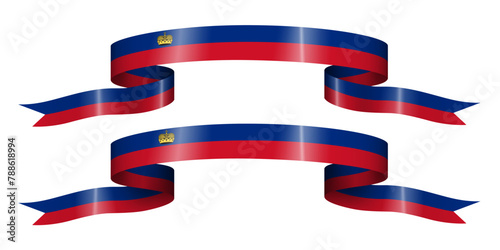 set of flag ribbon with colors of Liechtenstein for independence day celebration decoration