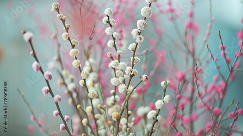 A beautiful spring bouquet made of blooming willow branches