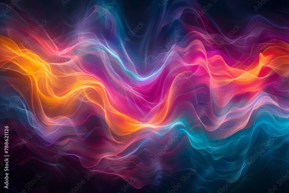 Vibrant wave of light on black background