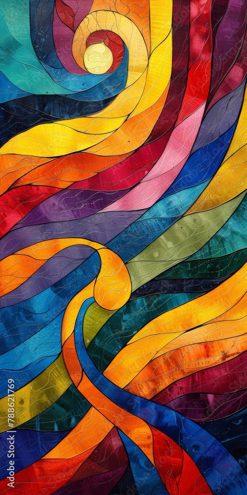 Fototapeta premium Rainbow colored wave painting