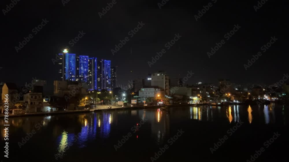 Night Ho Chi Minh City Vietnam Night of Vinhomes Central Park Development from Binh Thanh Night Ho Chi Minh City Vietnam Night of Vinhomes Central Park Development from Binh Thanh
