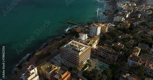drone aerial from the city of calla millor at Mallorca photo