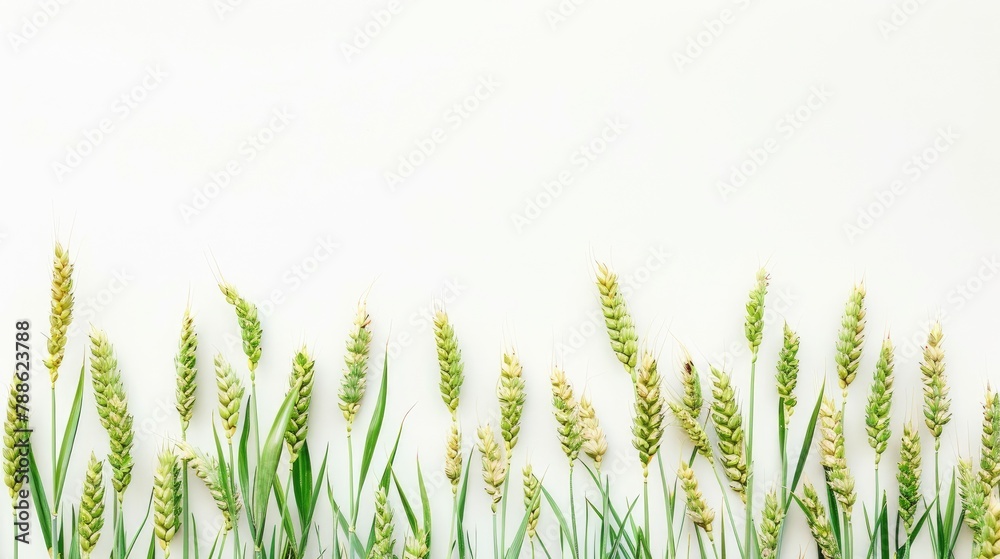 green wheat ears isolated on a white background, capturing the essence of nature's harvest green wheat ears isolated on a white background, capturing the essence of nature's harvest