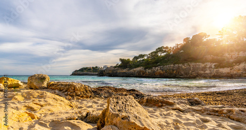 Panoramic view of mallorca coastline on a sunny summer day