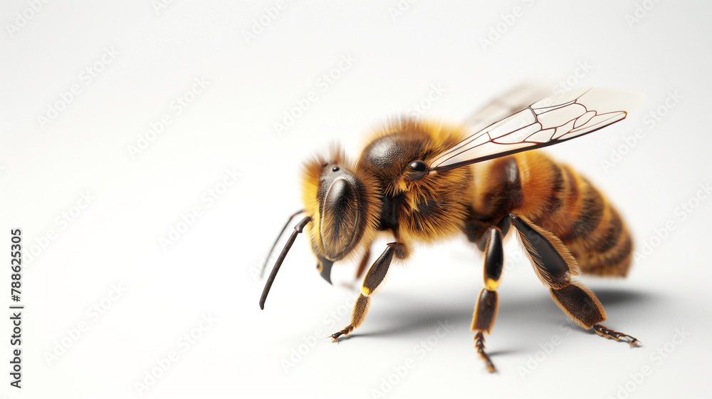 Realistic photo of a bee, on white background Realistic photo of a bee, on white background