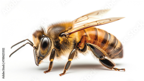 Realistic photo of a bee, on white background