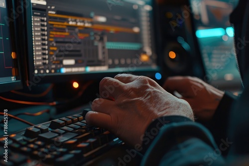 Cropped hands of a man typing on a computer keyboard