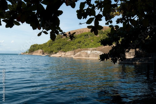 View of Lake Malawi from Mufasa ECO Lodge in Monkey Bay town. Malawi. Africa.