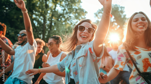 Mulher dançando em um festival ao ar livre 