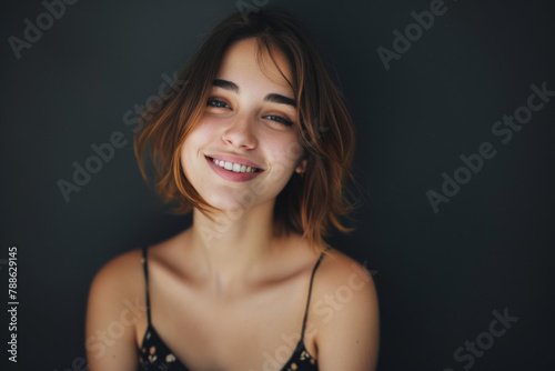 A woman in a black tank top smiles for the camera