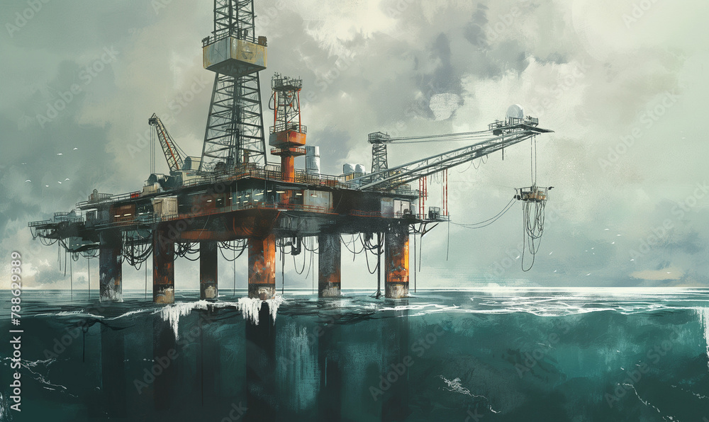 Oil platform, illustration