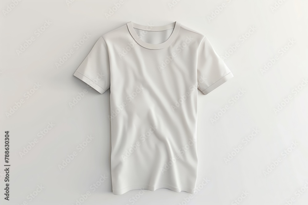 3D illustration of a basic cotton Tshirt, crisp white background, clean and straightforward design, front view 3D illustration of a basic cotton Tshirt, crisp white background, clean and straightforward design, front view