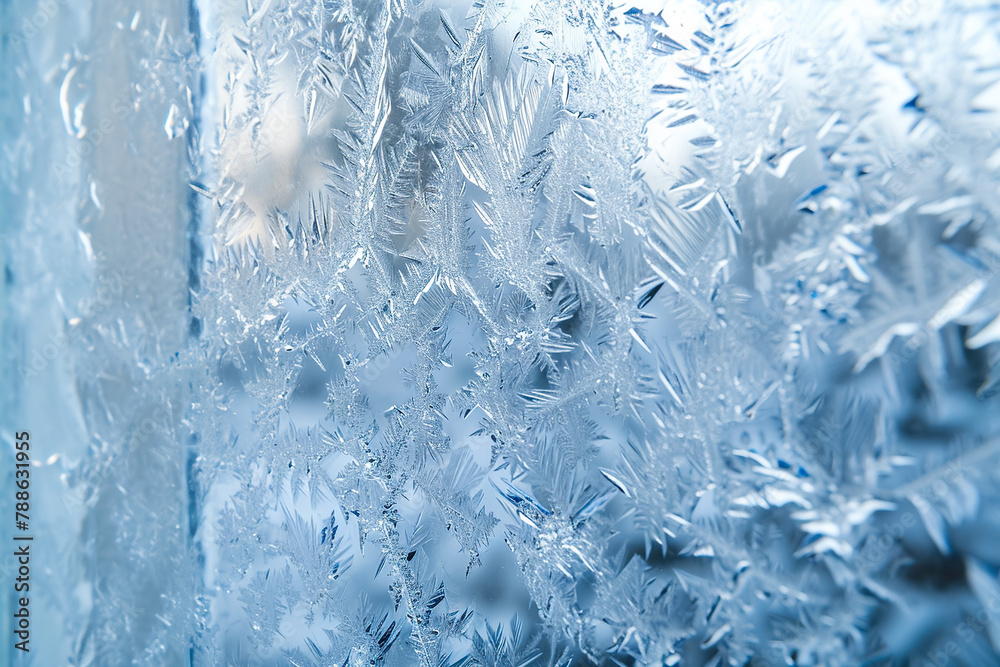 A window with frosted glass and a layer of ice on it A window with frosted glass and a layer of ice on it