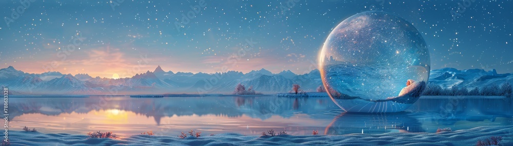 Winter Dreamscape with Celestial Orb