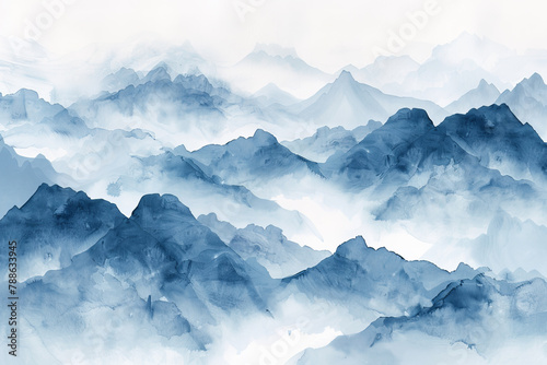 The mountains are blue and white, and they are very tall