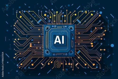IA Illustration. High performance data processing engine artificial intelligence microchip. Generative AI