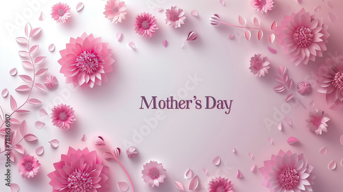 Delicate pink background with pastel flowers, with space for an inscription. Mother's Day, flowers, background, pastel, texture © Malgorzata