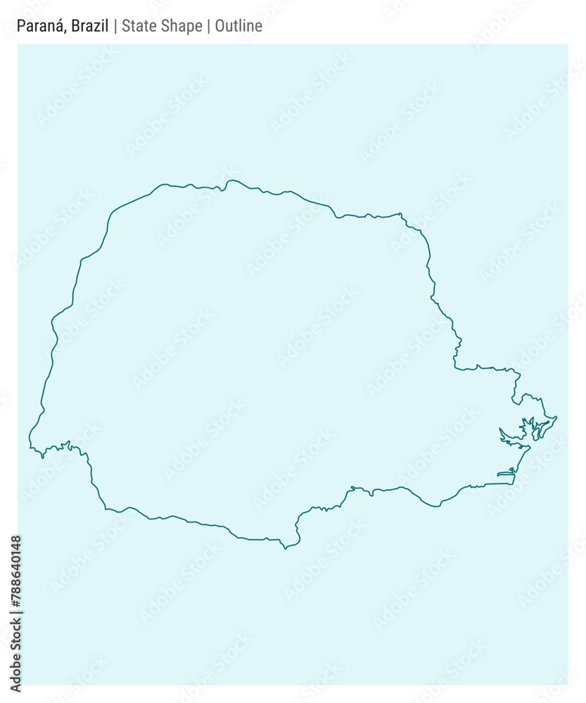 Parana, Brazil. Simple vector map. State shape. Outline style. Border of Parana. Vector illustration.
