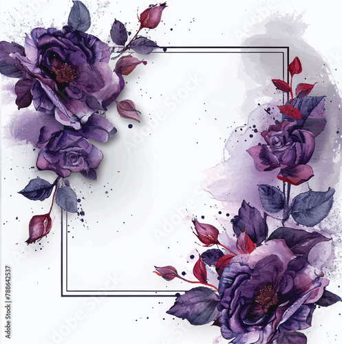 watercolor pink,blue,red flower wedding vector Illustration card design,Generative AI