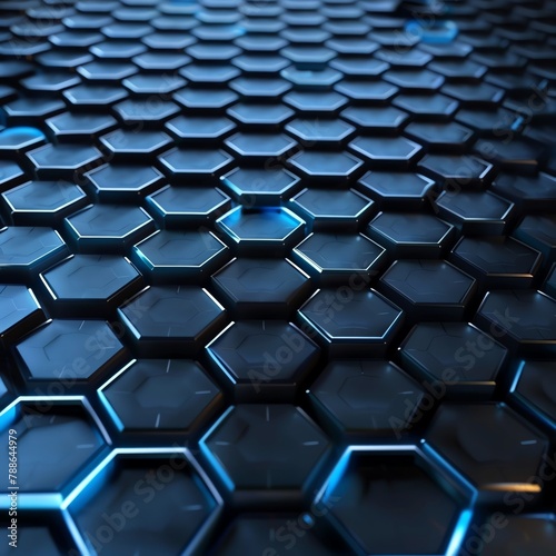 Black and blue hexagon grid, futuristic background, iPhone wallpaper