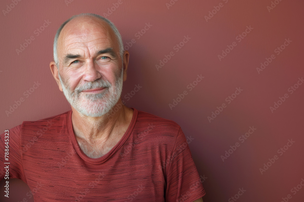 A man with a beard wearing a red shirt A man with a beard wearing a red shirt