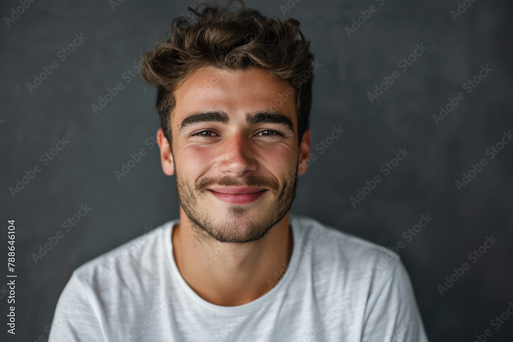 A man with a beard wearing a white shirt smiles for the camera