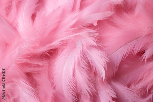 Delicate Fluffy pink feathers. Fashion light. Generate Ai